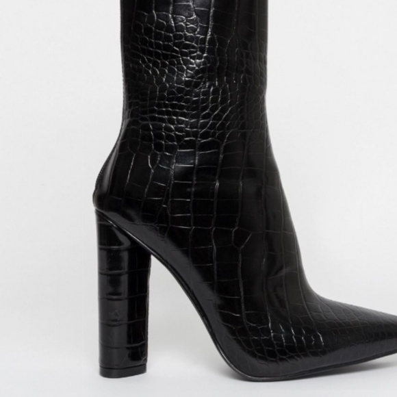 Simmi croc embossed vegan Leather boots size 9 - Picture 1 of 4